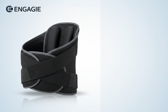 GENERATE A BANNER FOR ENGAGIE STORE DISPLAYING ENGAGIE BACK BRACE FOR LOWER BACK PAIN